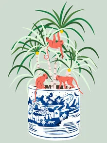 Illustration by Uma Gokhale: colorful depiction of a tropical bonsai tree