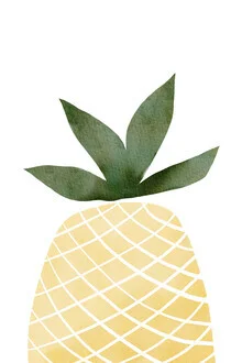 Wall art featuring a cheerful pineapple design in soft yellow tones and green accents.