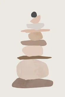 Wall art by Nikki Thaitanom: stylized depiction of stacked stones
