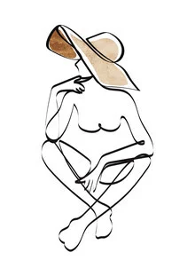 Illustration of a female figure using squiggly lines in neutral tones.