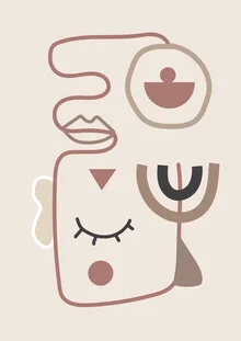 Abstract geometric line art featuring soft colors and minimalist design