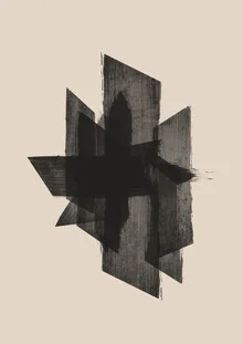 Abstract illustration featuring black brush strokes on a beige background