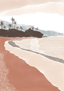 Wall art by Nikki Thaitanom: abstract coastal landscape in soft beige tones