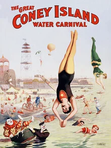 Wall art by Vintage Collection: joyful water carnival scene at Coney Island