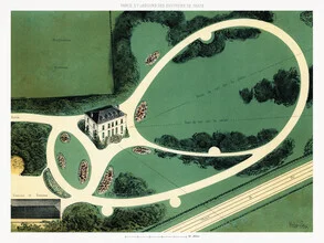 Illustration by Vintage Collection: stylized map of parks around Paris