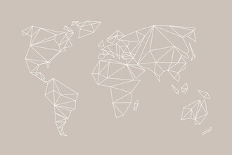 Studio Na.hili, geometrical WORLD map - beige greige creme (Deutschland, Europa)