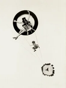 Illustration von László Moholy-Nagy: eine surrealistische Komposition in sanften Farben