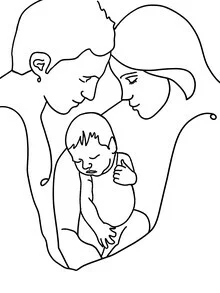 Wall art by Uma Gokhale: stylish illustration of a loving family