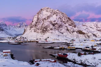 Photo art by Boris Buschardt: gentle sunrise over Å in Lofoten, Norway