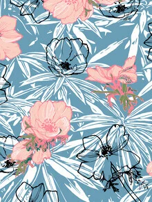 Wall art by Uma Gokhale: tropical palm design in soft colors