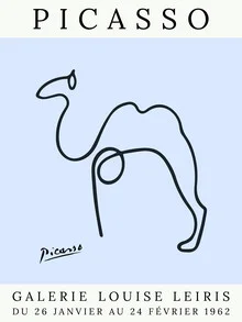 Wall art featuring a blue camel, drawn in a friendly, inviting style.