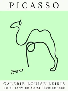 Wall art featuring a camel in a minimalist green design by Art Classics.