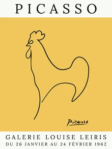 Illustration of a yellow rooster, lively and stylized, by Art Classics.