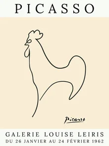 Illustration of a rooster in soft beige tones, calming and harmonious.