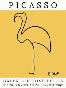 Illustration eines Flamingos in Gelb, fröhliche und lebendige Farben