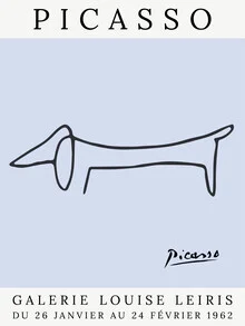 Illustration eines blauen Dackels in einem stilvollen, minimalistischen Design.