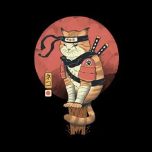 Illustration of a Shinobi-style cat: mysterious and playful.
