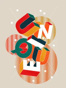 Illustration by Ania Więcław: colorful 3D letters in a minimalistic style