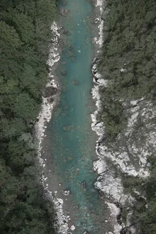 Photo art by Studio Na.hili: Blue ice water flow between green mountains in Montenegro