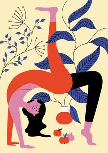 Illustration einer Yoga Frau in meditativer Pose mit sanften Farben