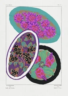 Wall art featuring floral patterns in Art Nouveau style, soft colors and harmonious composition.