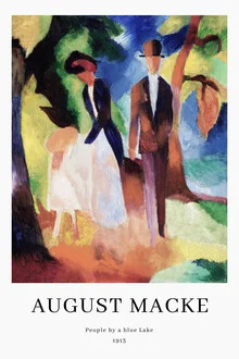 Illustration von August Macke: Menschen am blauen See in entspannter Atmosphäre