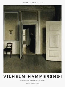 Illustration by Vilhelm Hammershøi: calm interior with soft light tones