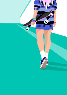 Pia Kolle, Skater Girl im Sommer unterwegs (Deutschland, Europa)