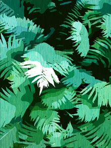 Illustration by Uma Gokhale: tranquil forest with lush tropical foliage