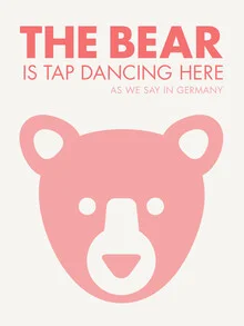 Illustration of a tap dancing bear in pink, cheerful and playful mood.