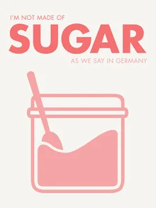 Wall art featuring a quote about sugar in soft pink and gray tones.