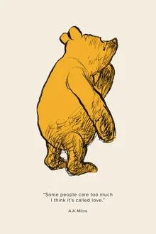 Illustration by Vintage Collection: Winnie the Pooh with heart in soft colors.