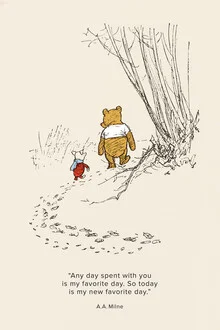 Colorful illustration of Winnie-the-Pooh with cheerful scenes in a children's room.