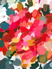 Wall art by Uma Gokhale: colorful abstract composition with green and red gradients