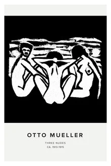 Illustration by Otto Mueller: Three nudes in soft colors and harmonious composition.