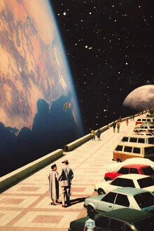 Illustration by Taudalpoi: futuristic space landscape with planets and stars