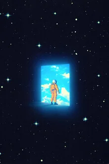 Illustration by Taudalpoi: Astronaut in space with surreal colors