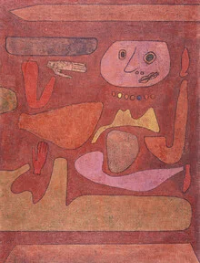 Illustration von Paul Klee: ein verwirrtes Gesicht mit bunten Formen und Linien.