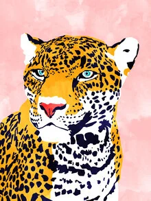 Wall art of a leopard: vibrant colors and artistic design
