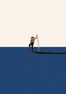 Wandbild von Maarten Leon: verspielte Illustration mit Fischen in sanften Farben