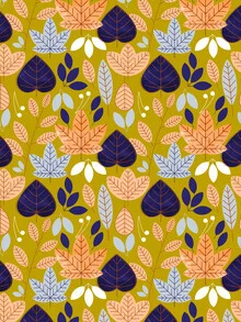 Wall art by Uma Gokhale: playful botanical pattern with hearts and leaves
