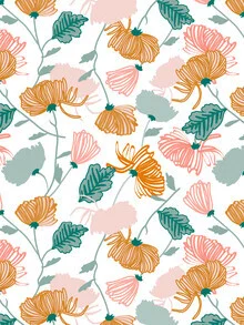 Wall art featuring intricate floral patterns in soft colors