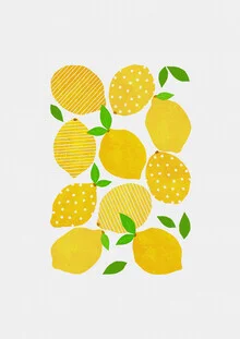 Colorful wall art by Orara Studio featuring lemons in a playful pattern
