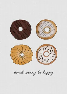 Colorful illustration of a donut with the quote 'Donut Worry Be Happy'