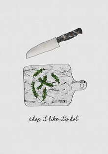 Wall art featuring a humorous quote: 'Chop It Like It's Hot' in vibrant colors