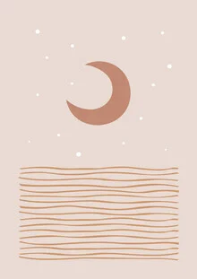 Abstract depiction of a blush moon in soft pastel colors