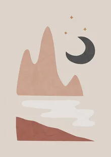 Photo art by Orara Studio: serene landscape with moonlight over mountains
