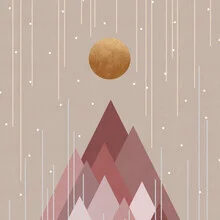 Abstract illustration by Orara Studio featuring geometric shapes in coral pink and soft tones.