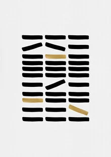 Abstract illustration in black and gold featuring soft lines and brushstrokes.