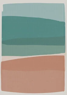 Photo art in soft turquoise and pink tones with an abstract, modern style.